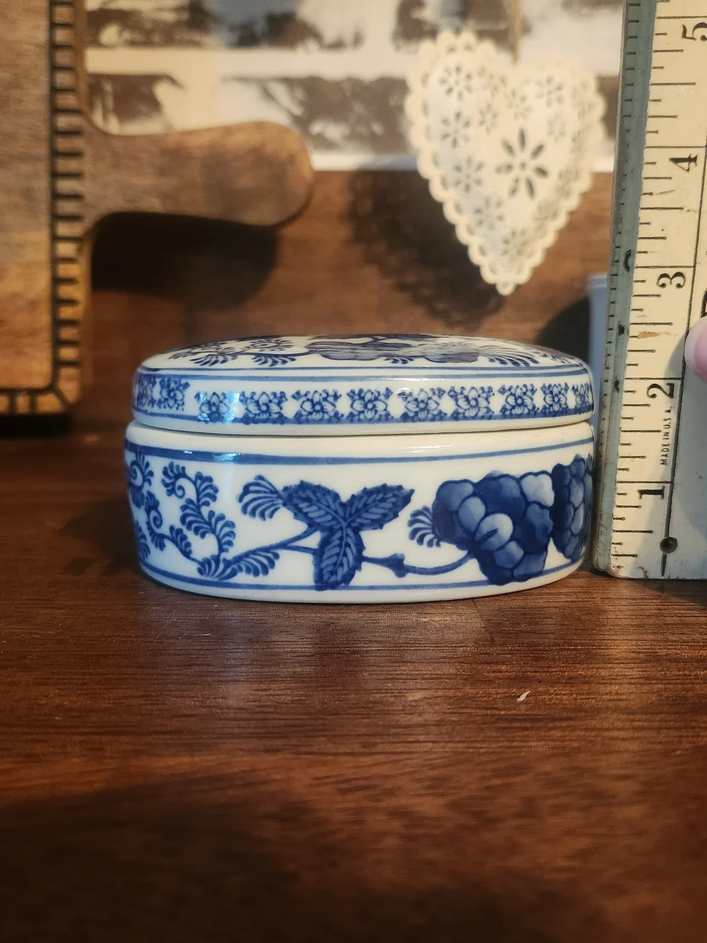 Vintage Blue Chinoiserie Trinket Box